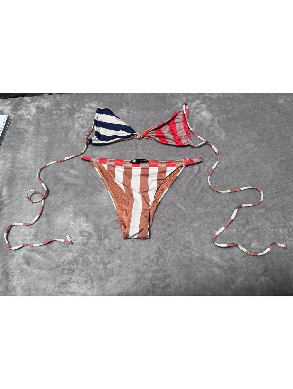 Zara Retro Red, White, & Blue High Waisted Bikini Set | Bikini Pin Up Style XS